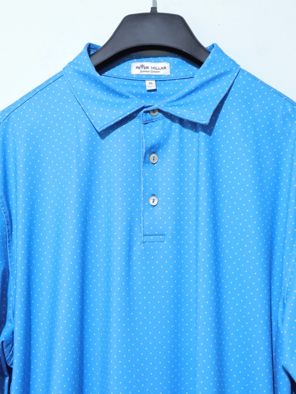 Peter Millar XL Polo Shirt Blue Patterned Summer Comfort Performance Golf Men's